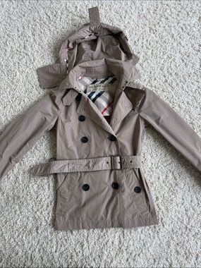 Burberry Taupe Trench Coat with Check Lining